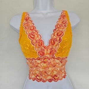 Cosabella Orange Pink Lace Bralette Size S Festival Boho Y2K Romantic‎ Lingerie